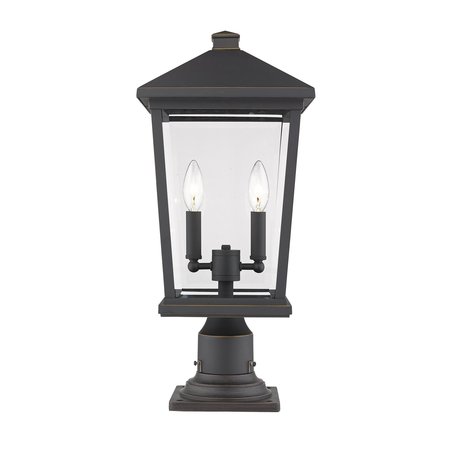 Z-LITE Beacon 2 Light Outdoor Pier Mounted Fixture, Oil Rubbed Bronze & Clear Beveled 568PHBR-533PM-ORB